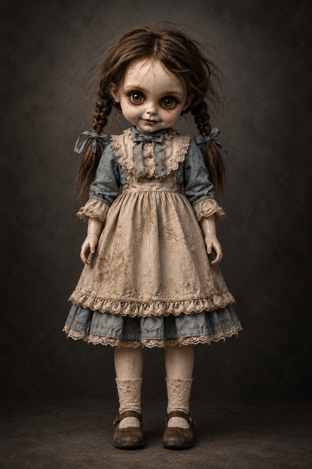 Canonical Lottie Vale character portrait in her blue-and-cream Victorian dress