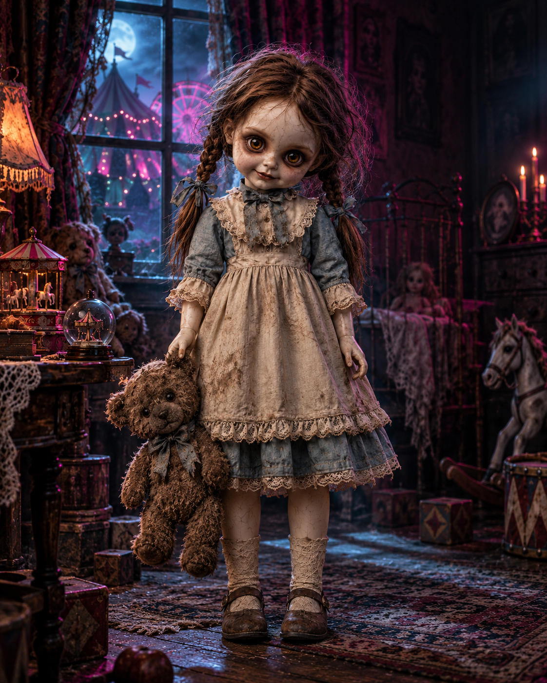 Lottie Vale in her haunted room